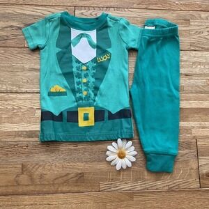 Gymboree Lucky Leprechaun Shamrock St Patricks Day Short‎ Sleeve Pajamas Sz 6-12